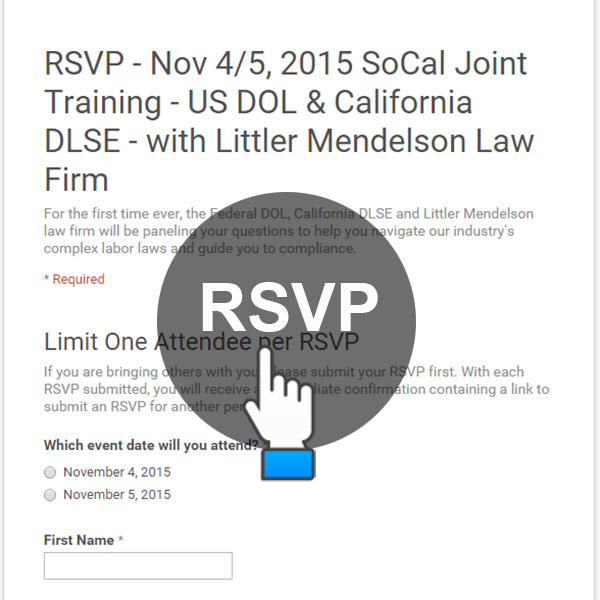 RSVP Nov 4/5 SoCal — Federal and California Labor Joint Training with Littler Law Firm