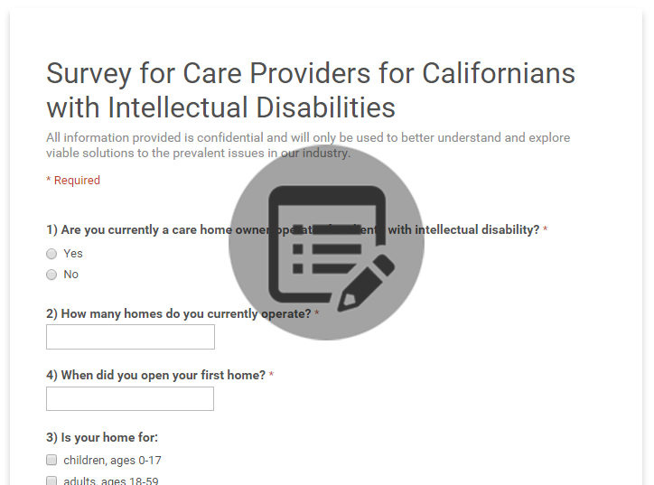 Survey for Care Providers for Californians with Intellectual Disabilities